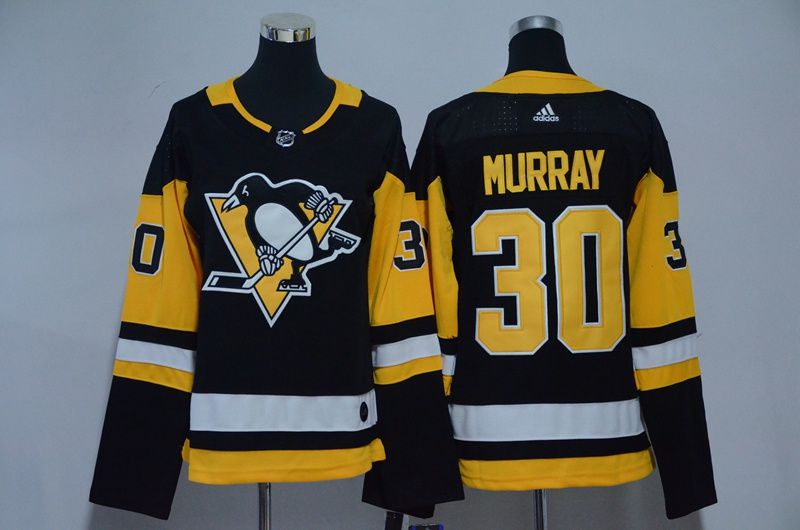 Women Pittsburgh Penguins #30 Murray Black Hockey Stitched Adidas NHL Jerseys->women nhl jersey->Women Jersey